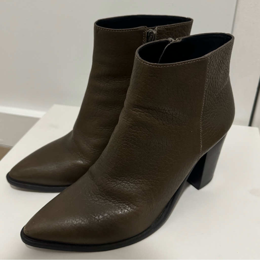 Like New All Saints Olive Green Western Style Heeled Ankle Boots